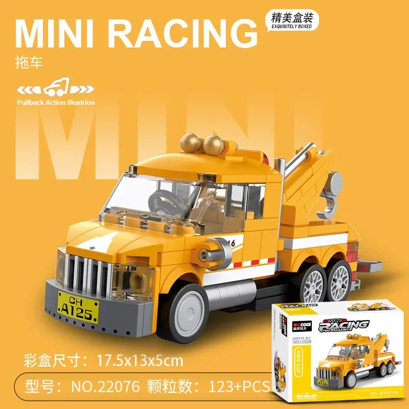 DIY Racing Car Bus Engineering Vehicle Ambulance Pull Back Model Building Blocks Brick Toys Children Boys Compatible With Lego