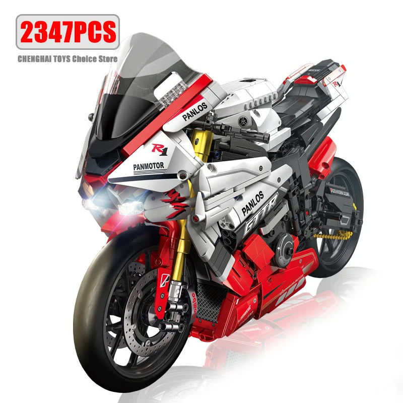 Esperto Tecnico Auto da Corsa Cittadina Moto Blocchi da Costruzione V4S PH4 H2R R1 Moto con Mattoncini a LED Giocattoli per Bambini Regali