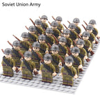 24pcs WW2 Military Army Soldier Soviet US UK German France Building Blocks Set Model Bricks Action Figures Weapon Toys Kids Gift - CADA BRICKS®
