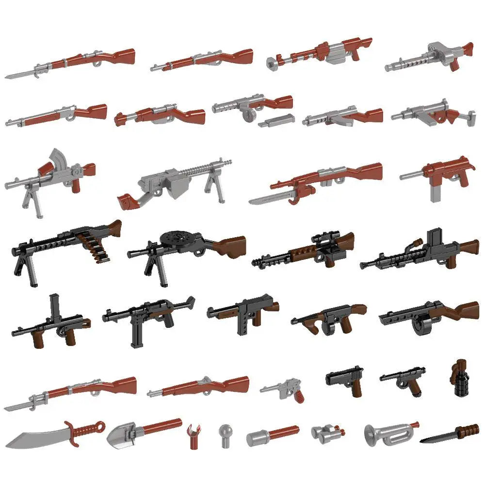 5/10 WW2 Soldier Weapons Building Block Two-color Printing Machine Rifle Submachine Sniper Guns Military Accessories Bricks C238 - CADA BRICKS®