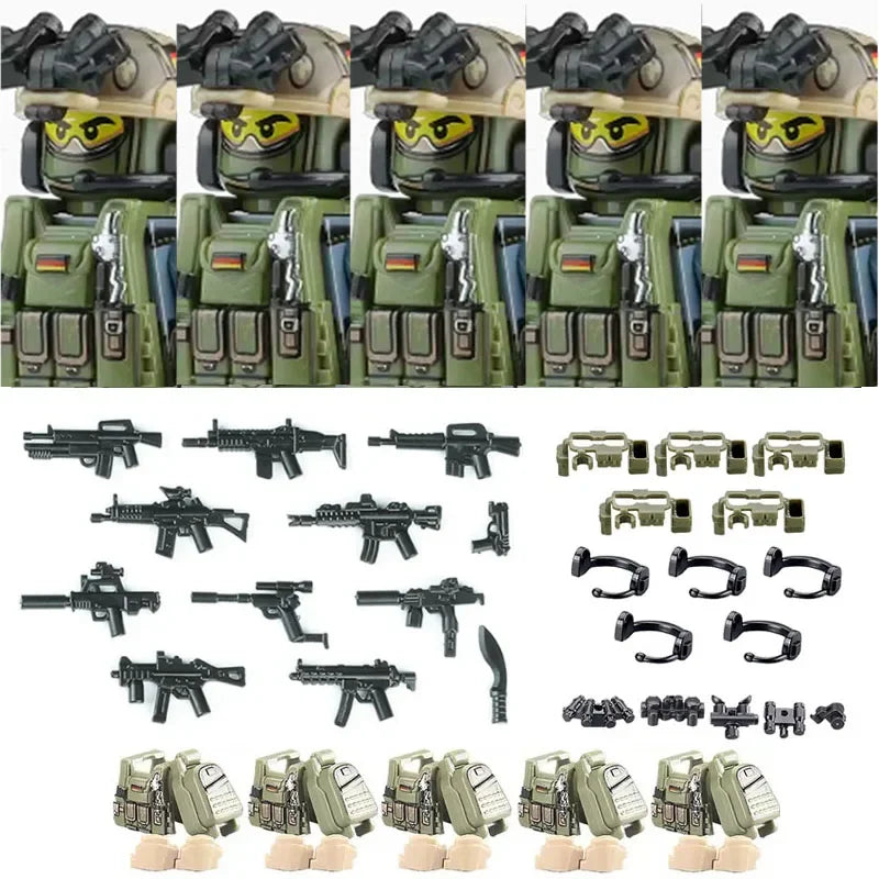 Military Army Figures Building Blocks SWAT Ghost Commando Special Forces Soldier Weapons Gun Hat Shield Belt AK Mini Bricks Toy - CADA BRICKS®