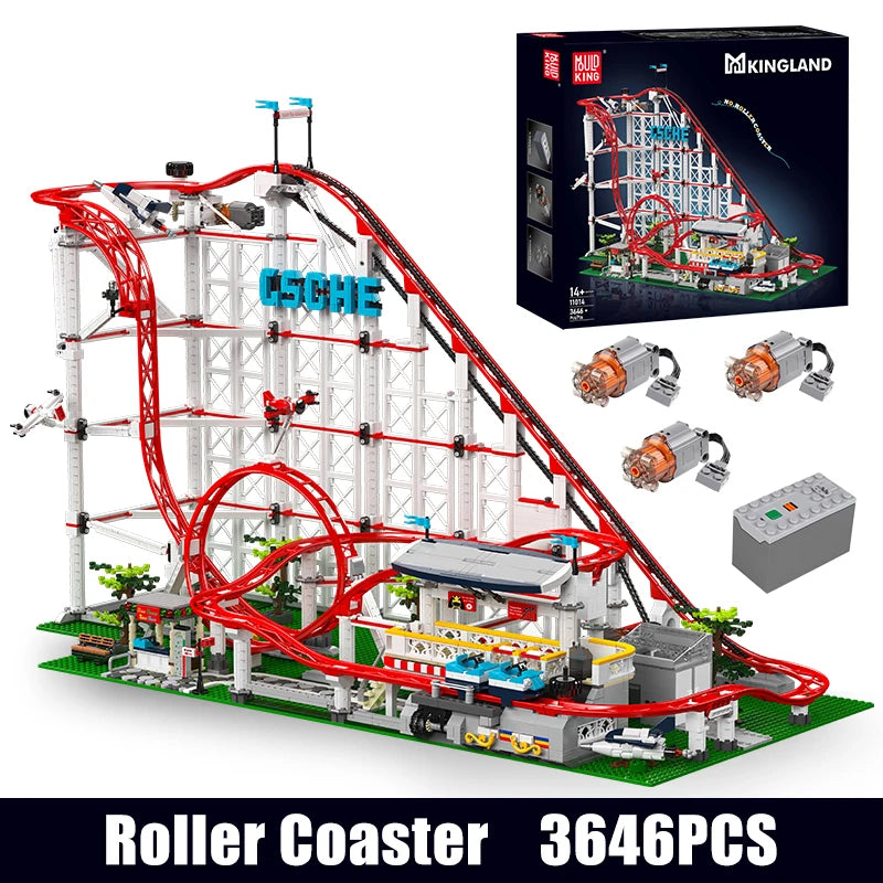 Mould King 11014 Technical Roller Coaster Building Block The Motorized Roller Coaster Model Set Compatible With 10261 Brick Toys