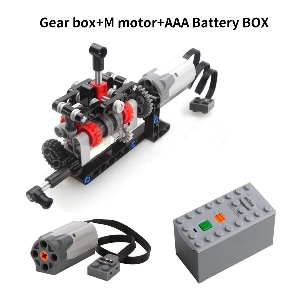 MOC High-tech 4 Speeds Gearbox Manual Transmission Kit DIY Technical Model M Motor 8883 Power Functions Building Blocks Bricks - CADA BRICKS®