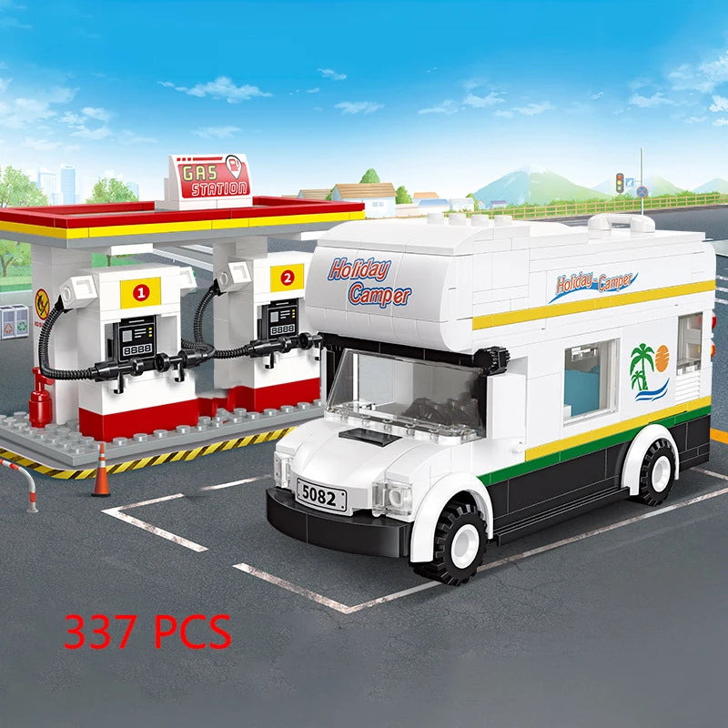 City Truck Vehicle Pickup Heavy Cargo Transport Model Building Blocks Machinery Shop Van Creative Carriage Harvester Car Kid Toy - CADA BRICKS®