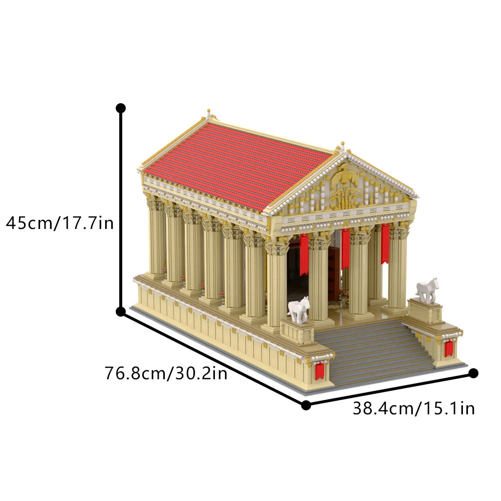 Gobricks MOC Ancient Roman Temple Bricks Model Medieval Ancient Roman Temple Architecture Building Blocks Assembly Toys Kid Gift