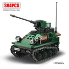 Military ww2 Cannon Assault Armored Vehicle Battle Tank Car Truck Army Weapon Building Blocks Sets Model Boys Toys for Kids Gift