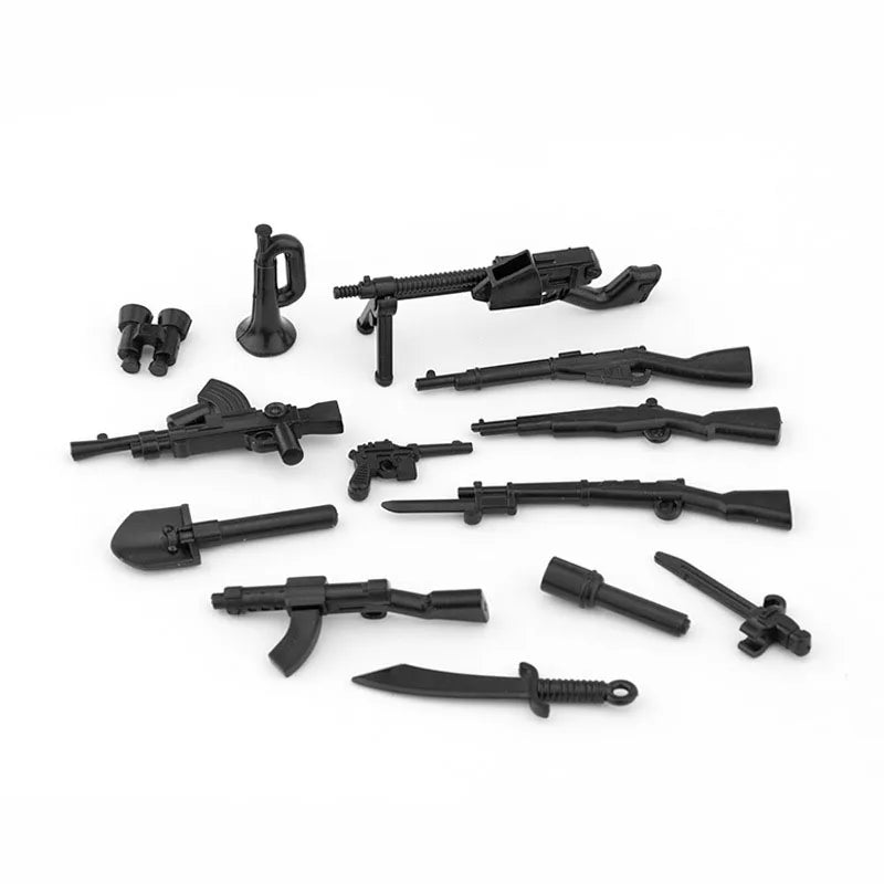 Military Weapons Guns Mortar Special Forces Police SWAT Gangster Jeeps Off-Road Armored Vehicle Model Soldier Building Block Toy