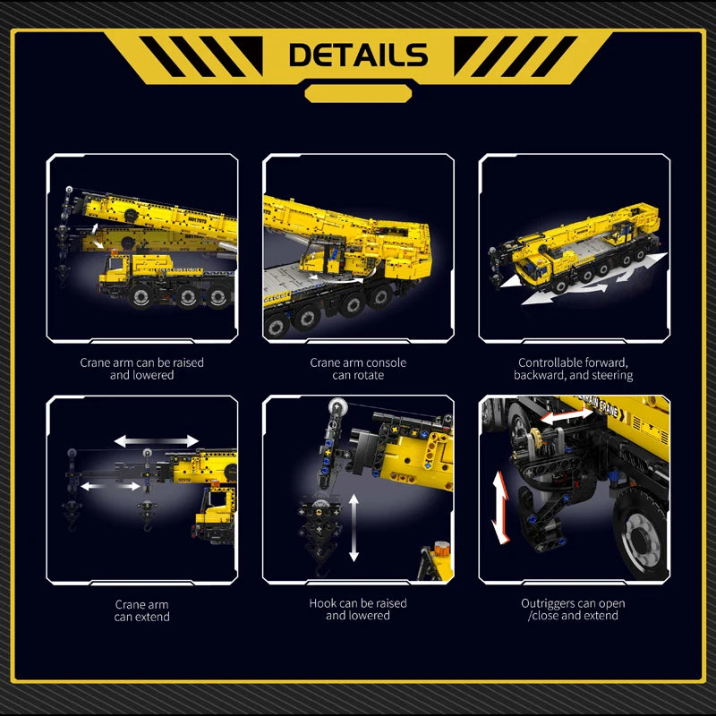 MOULD KING 17073 17074 Technical City Engineering LTM1110 Mobile Crane APP Remote Control Building Blocks Truck Toys for Adults
