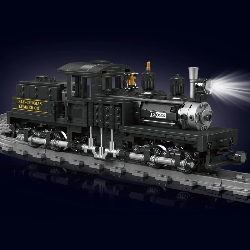 Mould King 12032 Car Toys Remote Control Shay-type Steam Locomotive Model Assembly Train Brick Toys Kid Christmas Gift