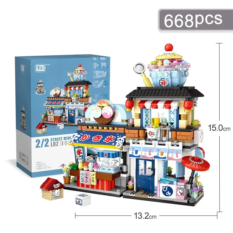 Street View Series Building blocks Izakaya Shaved Ice Shop Takoyaki Shop Coffee shop Panda Tea House model children's gift - CADA BRICKS®