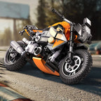 196pcs orange motorcycle building blocks, small particle building, diy puzzle transportation toys for kids assembly