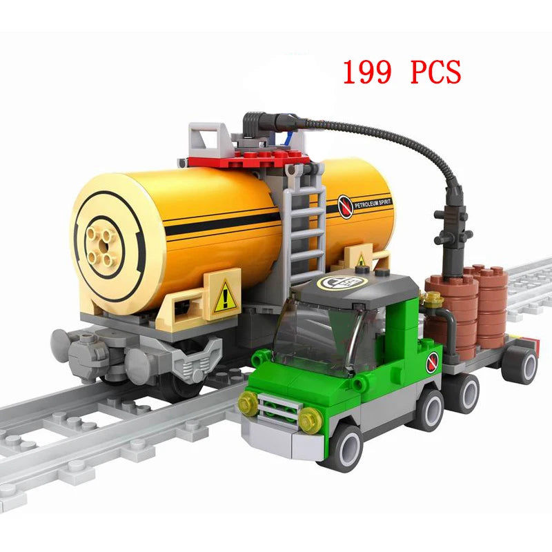 City Train Set Steam Bullet Vehicle Cargo Railway Station Model Building Blocks Brick Tracks Rail No Motor Kits Carriage Kid Toy - CADA BRICKS®