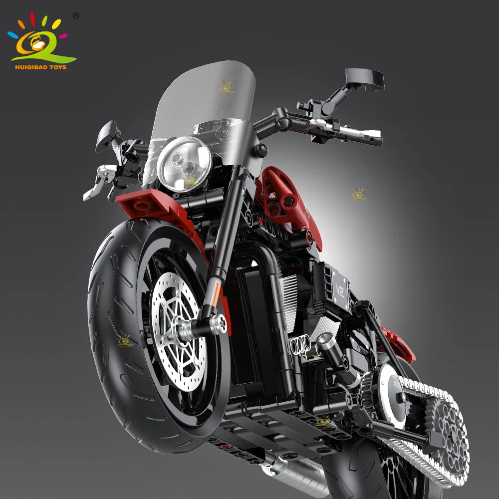 HUIQIBAO 1:8 Classic Motorbike Building Blocks High-tech Model Moto City Racer Bricks Toy for Kid Boy Children Adult MOC Car Set - CADA BRICKS®