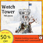 700PCS Thème d'Hiver Tour de Montre MOC Créatif Forteresse Médiévale Architecture Modèle Blocs de Construction Jouet Cadeau