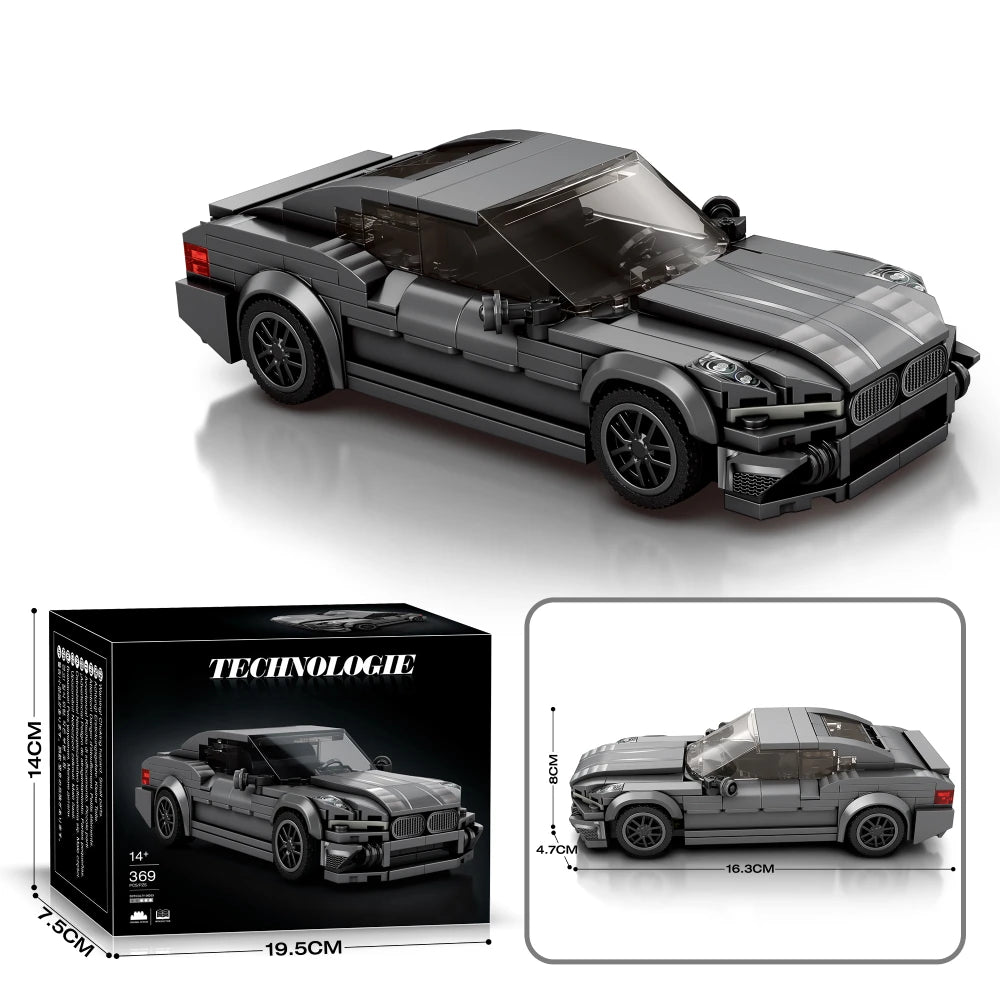 Sports Car Building Blocks Set for Adults, Racing Car Collectible Display Model Toy Kit, Creative Gift for Kid Boy Girl, 369 Pcs - CADA BRICKS®