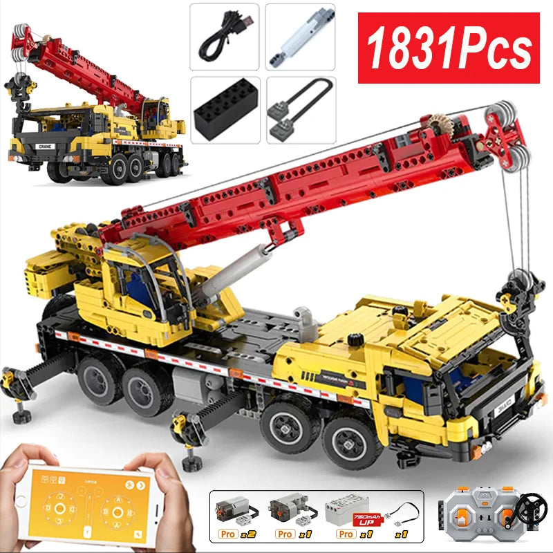 Cada City Remote Control Engineering Vehicle Truck Crane Building Blocks Technical MOC RC Car Bricks DIY Toys For Children Gifts