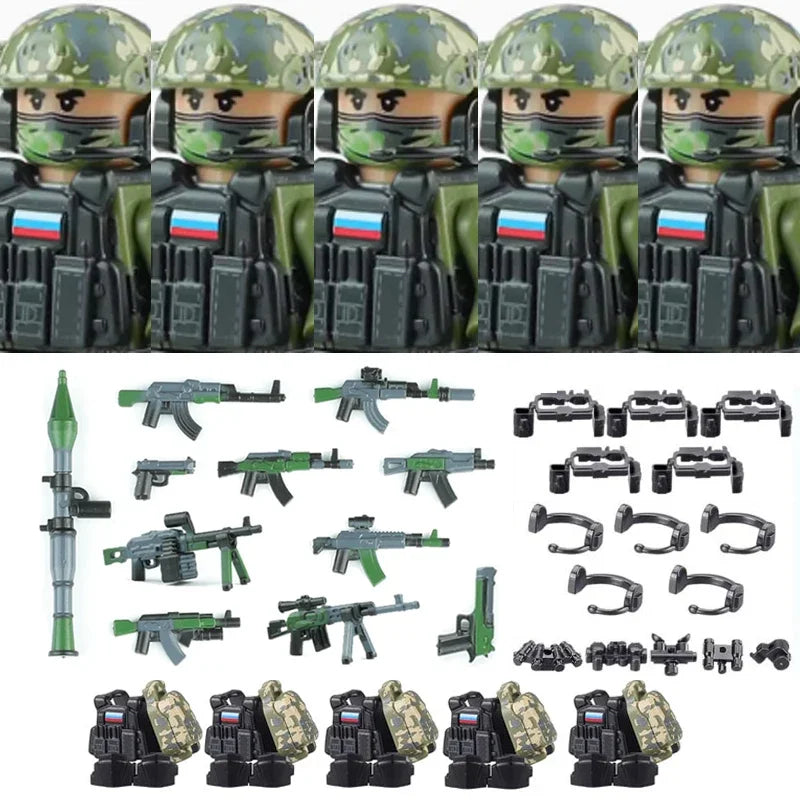 Military Army Figures Building Blocks SWAT Ghost Commando Special Forces Soldier Weapons Gun Hat Shield Belt AK Mini Bricks Toy - CADA BRICKS®