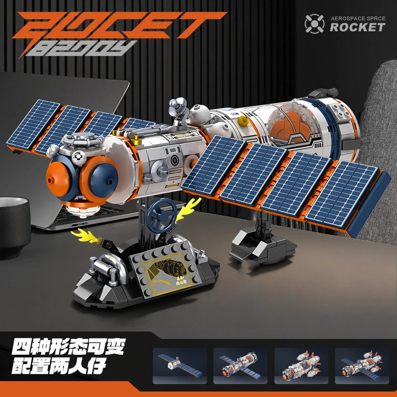 Space Station Building Blocks Manned Rocket Astronaut Spacecraft Model STEM Toys for Kids Boys Girls Christmas Gift