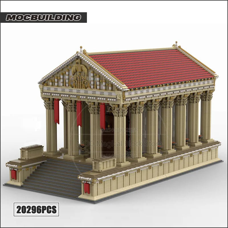 Ancient Roman Temple MOC Building Blocks Famous Castle Architecture City Street View Modular Brick Creative Collection Toys Gift