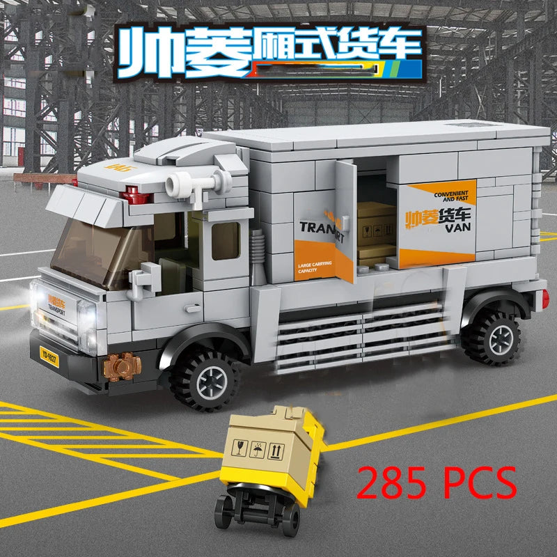 City Truck Vehicle Pickup Heavy Cargo Transport Model Building Blocks Machinery Shop Van Creative Carriage Harvester Car Kid Toy - CADA BRICKS®
