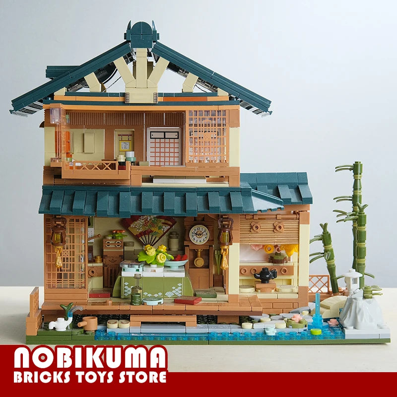 Japanese Style Log Cabin Building Blocks Toys City Hot Spring House MOC Bricks Anime Scene Store Model Adult Kids Birthday Gifts