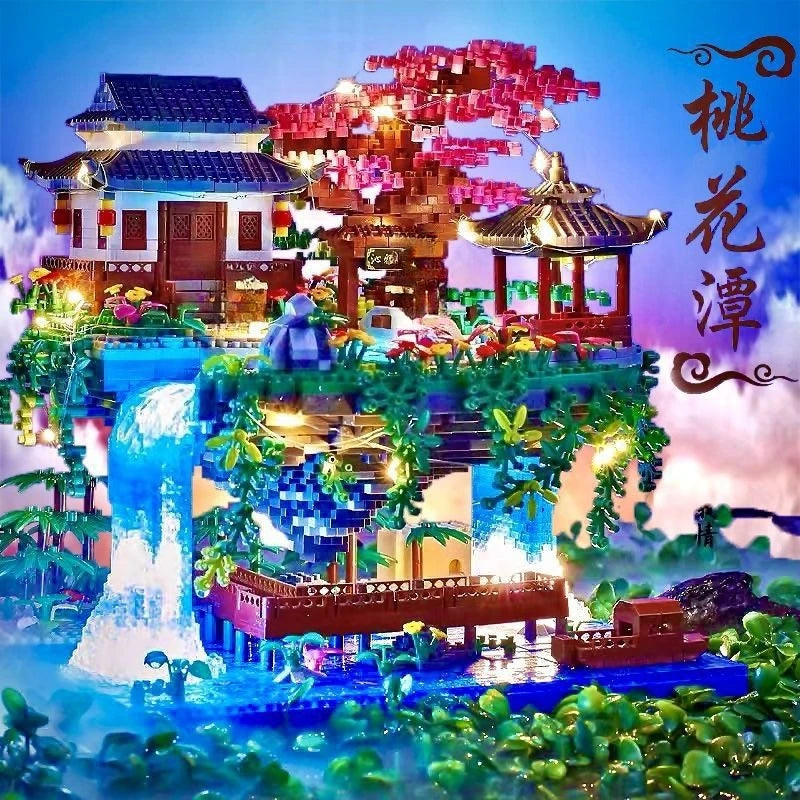 Flowers Tree House Mini Bouwstenen Set voor Volwassenen Chinees Architectuurmodel Bonsai Speelgoed met Sfeerverlichting Huisdecoratie