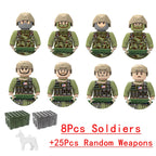 Military Special Forces Police SWAT Gangster Weapons Guns Mortar Jeeps Off-Road Armored Vehicle Model Soldier Building Block Toy