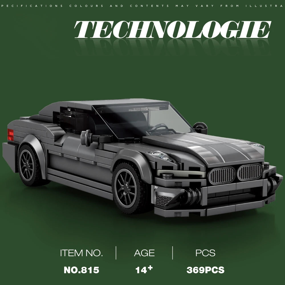 Sports Car Building Blocks Set for Adults, Racing Car Collectible Display Model Toy Kit, Creative Gift for Kid Boy Girl, 369 Pcs - CADA BRICKS®