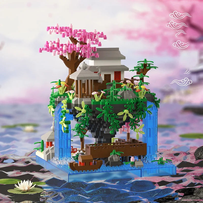 Chinese ancient style architectural creative ornaments, ancient style building blocks, handmade, difficult assembly huts, educa