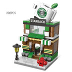 2025 Mini Shop Market Street View Sets Model Building Blocks Hamburger Restaurant Retail Store Creative Architecture Friend