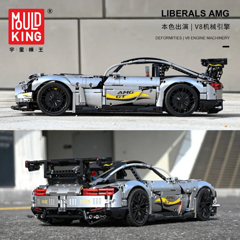 Mould King 13126 APP RC AMGED GT R 1:8 Super Sport Car C63 Technicial Accessories Building Blocks Bricks Toys For Kids Gifts