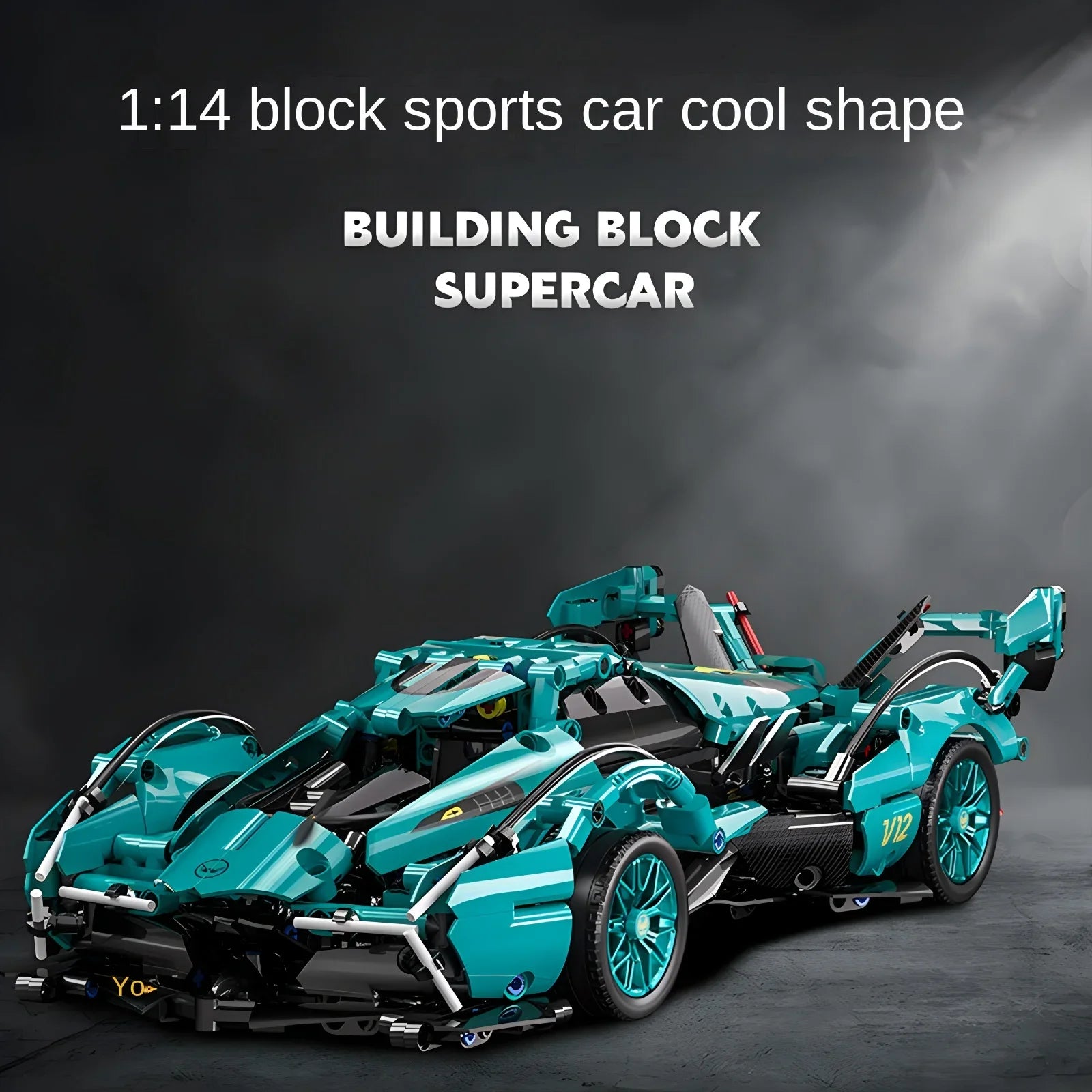 Blue V12 Block Roadster RC Tech Racing 1:14DIY Roadster building block assembly Block car toy birthday gift
