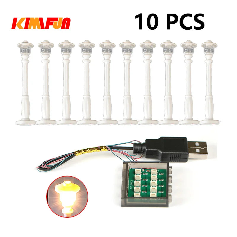 10PCS 0.8mm Pin RGB LED Building Blocks USB Lamp DIY Street Light City Electric Decorate 1X1 Brick Toy Compatible All Brands - CADA BRICKS®