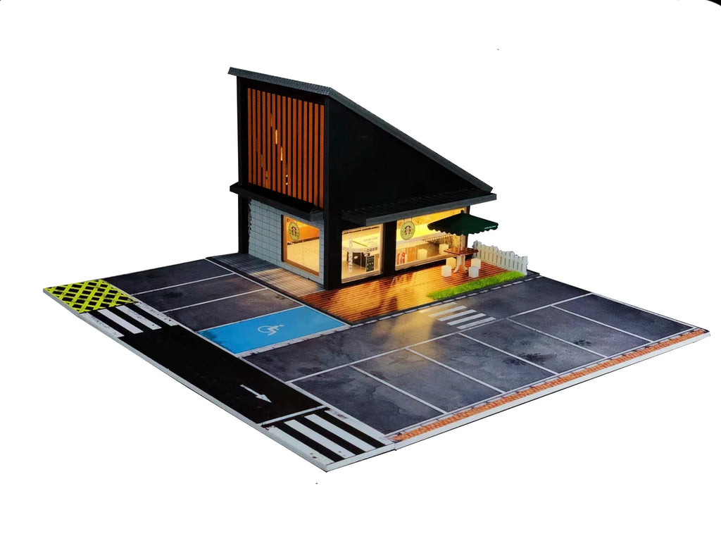 GFans NEW Model 1:64 Scale Diorama Car Garage Model With LED Lights Parking Lots City DIY Model Sets Collection Display Gifts