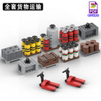City Construction Building Blocks Set with Truck Crane Forklift Fuel Tank Transport Toy