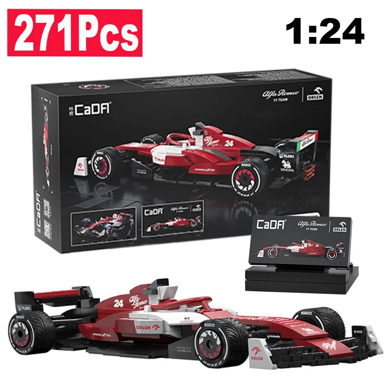 1:24 Alfa Romeo Formuły 1 Samochód wyścigowy F1 Samochód wyścigowy C42 Model samochodu sportowego Klocki Klocki miejskie Samochód wyścigowy Zabawki Prezent dla dziecka