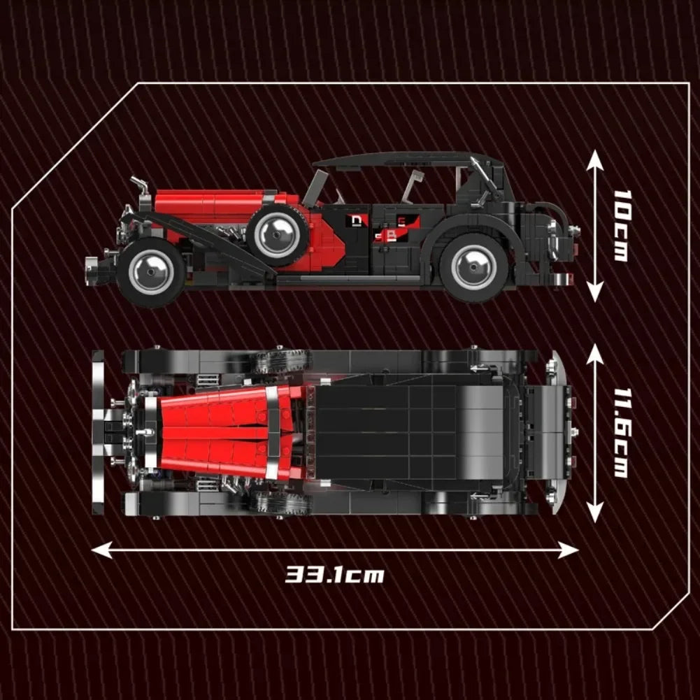 Mould King 10114 Technical Car Toys The Red Vintage Car Building Block Assembly Oldtime Car Brick Set Kids Christmas Gift