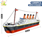 HUIQIBAO 1288pcs Titanic Model Cruise Ship 3D Mini Building Blocks Boat Bricks Collection DIY Toys for Children Gift