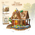 Forest House Building Blocks 3D Cherry Blossom Tree House Architecture Bricks Model Log Cabin Toys For Kids Santa Gift MZ322