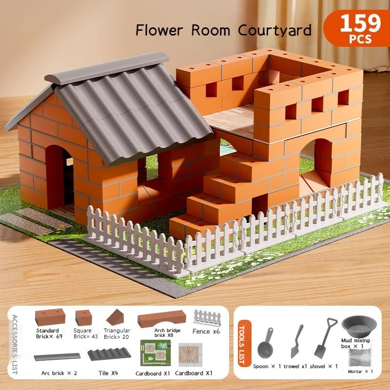 Mini DIY Abricklayer Buildsahouse Cottage Building Villa Simulation Mini Brick Assembly Block Children House Building Toy Gift