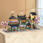 Creative Mini Block Architecture Japanese Noodles Restaurant Apartment Fruit Vegetable Shop Brick Japan Street View Figures Toys