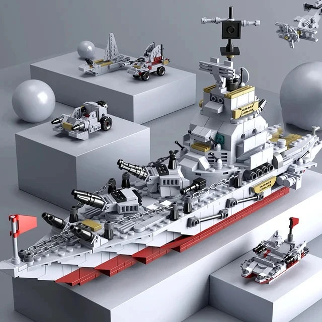 Military Ship Army Ocean Cruiser Warship Building Blocks Aircraft Weapon Ship Bricks City Toys for Children Boy Christmas Gift - CADA BRICKS®