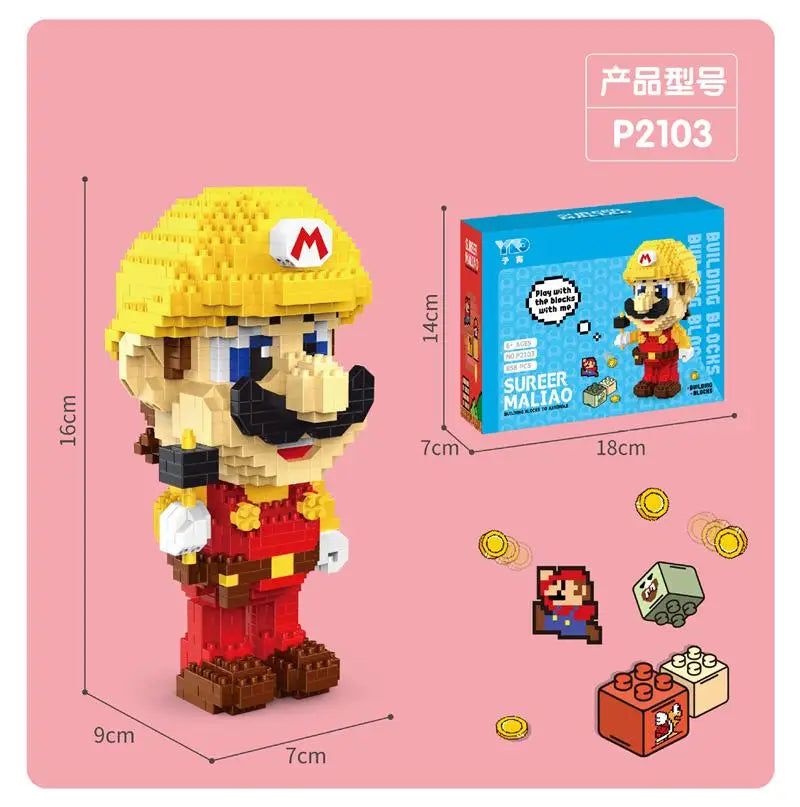New Anime Mini Blocks Cute Cartoon Peach Luigi Building Bricks Toys for Children Present Bowser Valentine Girls Boy Juguetes - CADA BRICKS®