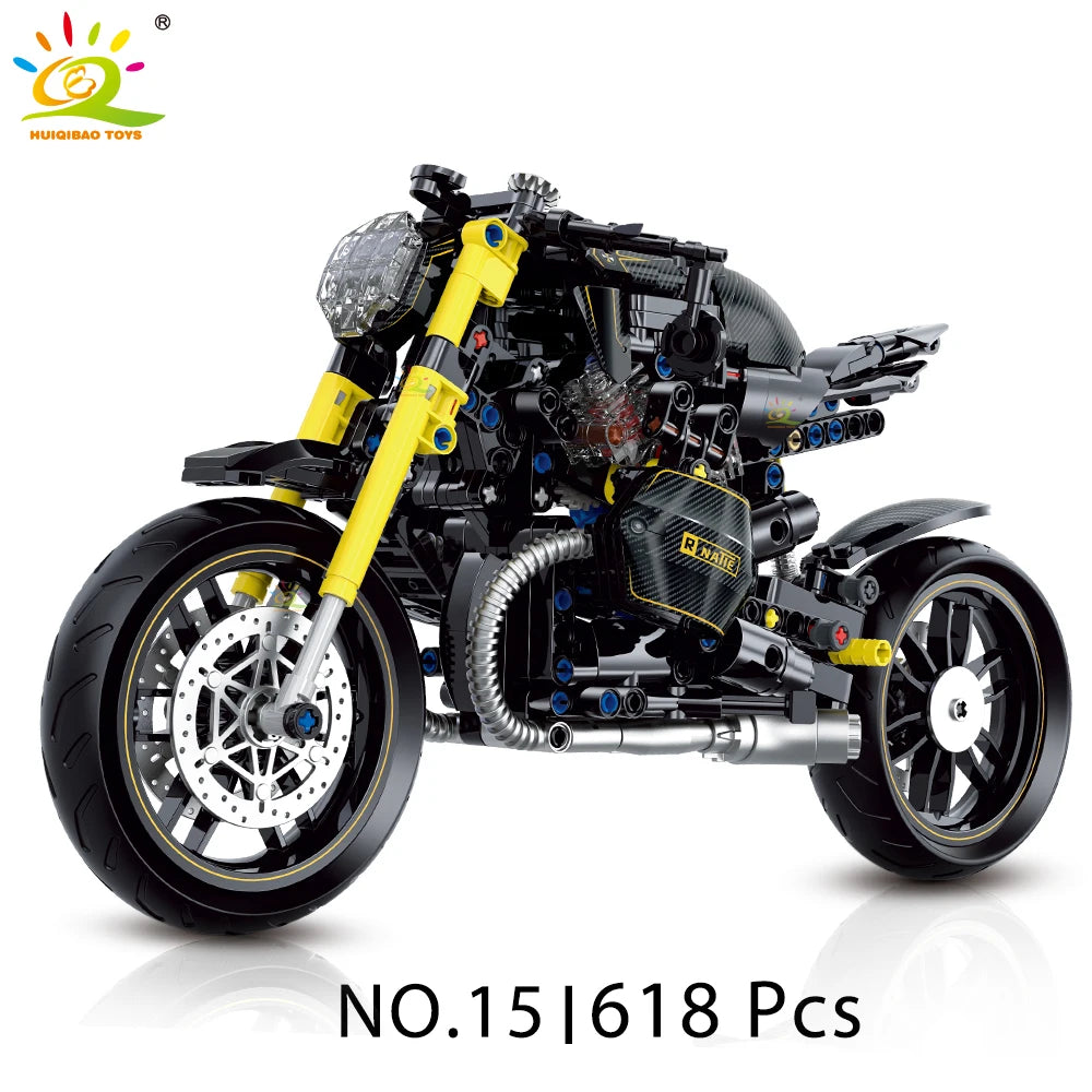 HUIQIBAO High-tech Classic Motorbike Building Model Blocks Moto City Racer Bricks Toy for Kids Boy Children Adult MOC Car Set - CADA BRICKS®