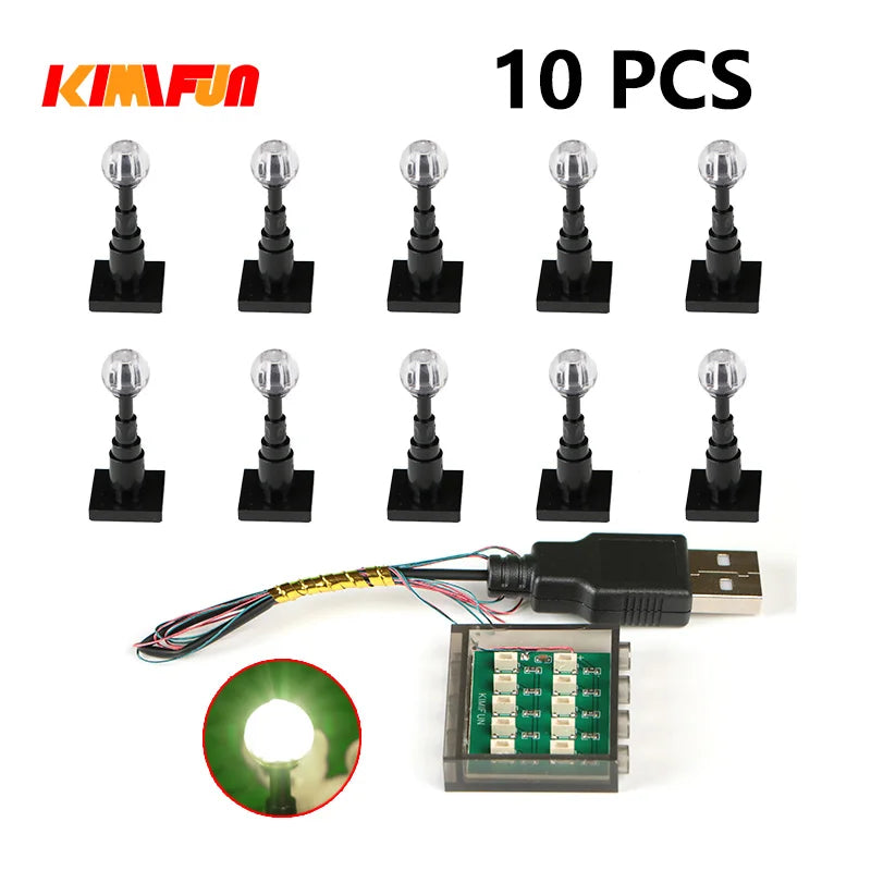 10PCS 0.8mm Pin RGB LED Building Blocks USB Lamp DIY Street Light City Electric Decorate 1X1 Brick Toy Compatible All Brands - CADA BRICKS®