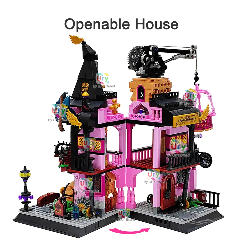 Mini Bricks Friends Haunted House City Halloween Villa Magic Labs MOC Openable Architecture Building Blocks Toys for Kids Gifts