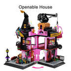 Mini Bricks Friends Haunted House City Halloween Villa Magic Labs MOC Openable Architecture Building Blocks Toys for Kids Gifts