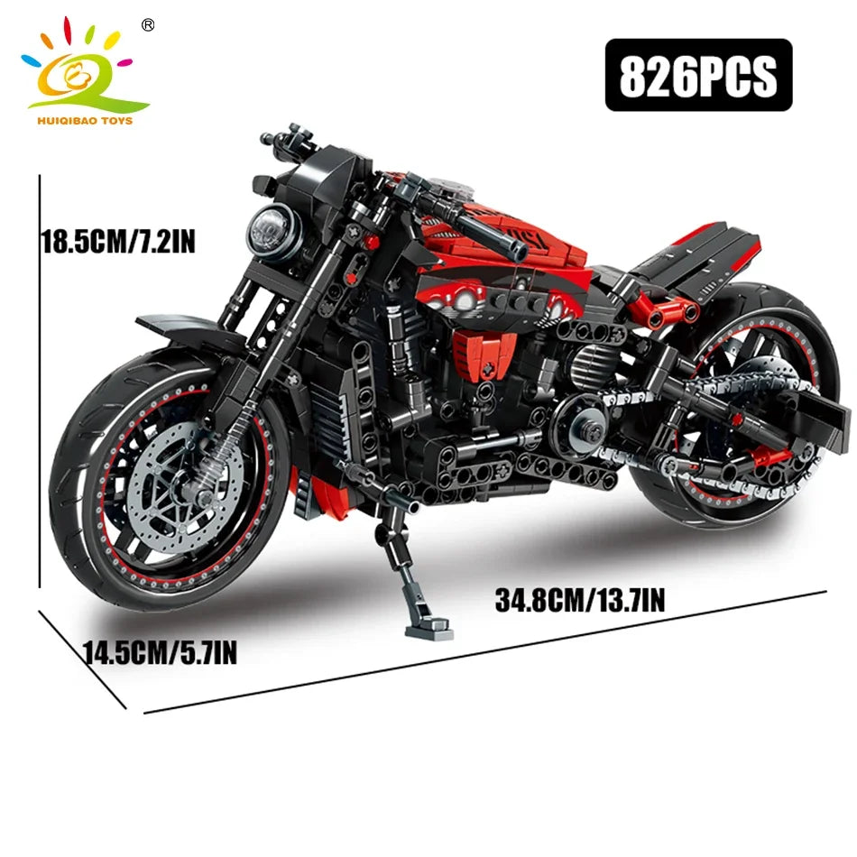 HUIQIBAO High-tech Classic Motorbike Building Model Blocks Moto City Racer Bricks Toy for Kids Boy Children Adult MOC Car Set - CADA BRICKS®