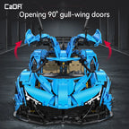 Cada 3865PCS 1:8 Stad Blauwe Raceauto V12 Hypercar Model Bouwstenen Beroemde Supercar Sportvoertuig Bakstenen Speelgoed Cadeaus