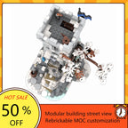 700PCS Thème d'Hiver Tour de Montre MOC Créatif Forteresse Médiévale Architecture Modèle Blocs de Construction Jouet Cadeau